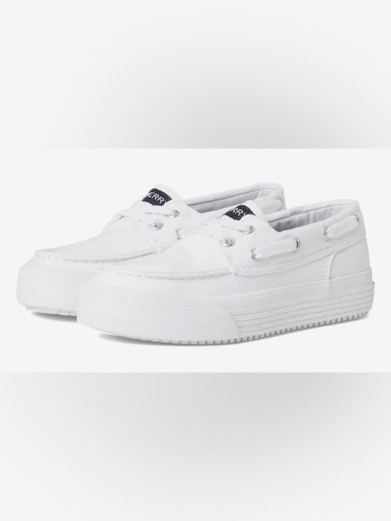 NIB [Sperry] Bahama Fabric Platform Slip-On Casual Boat Shoes in White Youth 13 - Picture 3 of 12